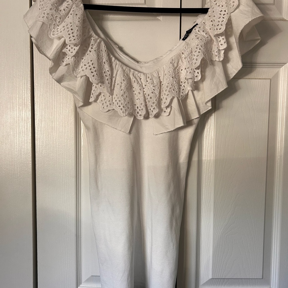 White Ruffled Off-Shoulder Dress